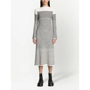 Proenza Schouler Ribbed Knit Striped Boucle Dress, Size Large, $895 NWT